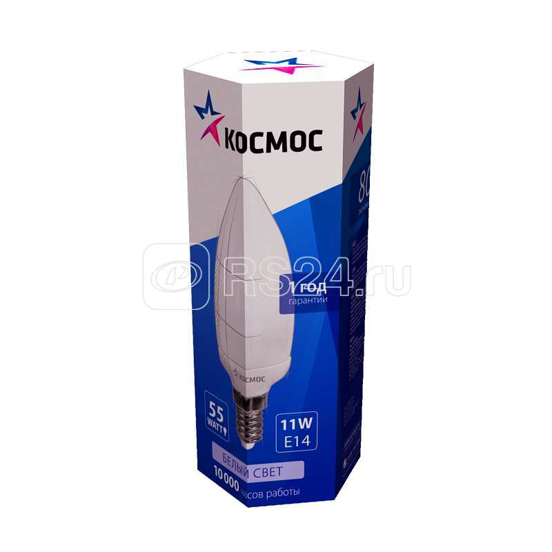 Лампа люминесцентная компакт. CS 11Вт E14 свеча 4200К СВ КОСМОС lksmCS11wE1442