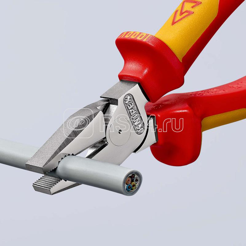 Плоскогубцы комбинированные особой мощности VDE L-200мм хром. Knipex KN-0206200SB Плоскогубцы комбинированные особой мощности VDE L-200мм хром. Knipex KN-0206200SB