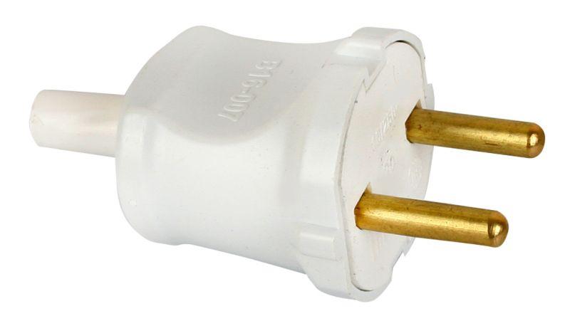 Вилка 16А прямая б/з модель В 16-007 Sb2-P бел. Volsten 14443