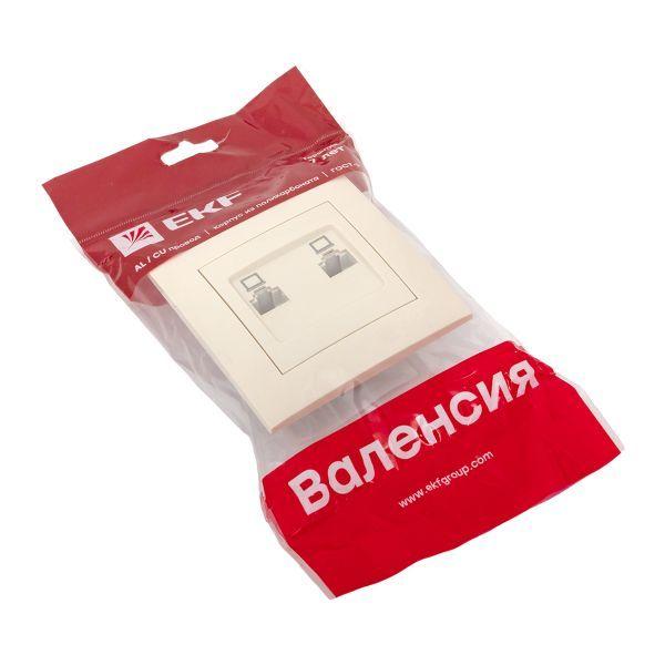 Розетка компьютерная 2-м СП Валенсия RJ45 крем. PROxima EKF EWK02-035-20