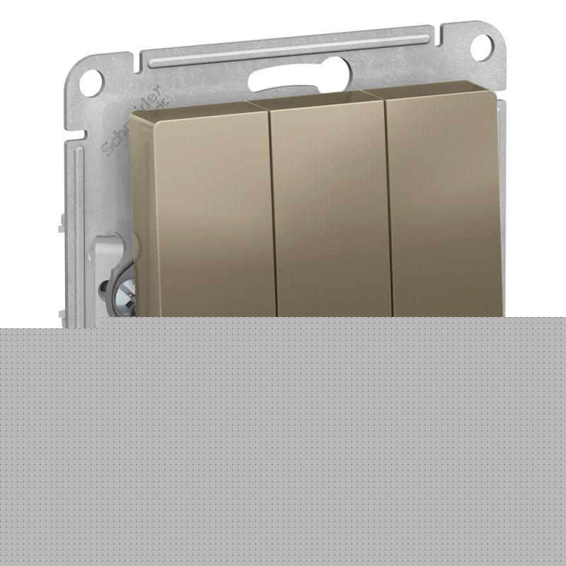Выключатель 3-кл. СП AtlasDesign 10А IP20 (сх. 1+1+1) 10AX механизм шампань SE ATN000531
