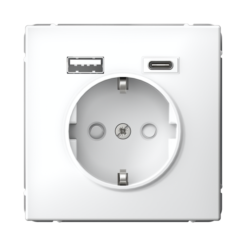 Розетка ArtGallery 16А с 2-мя заряд. устройствами USB A+C 5В/2.4А/3А 2х5В/1.5А механизм бел. SE GAL000132