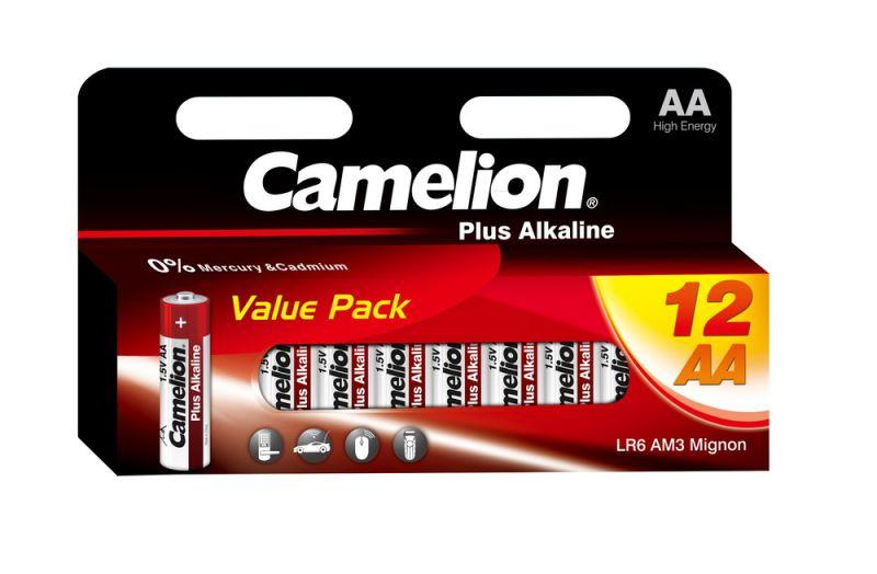 Элемент питания алкалиновый AA/LR6 1.5В Plus Alkaline BLOCK-12 LR6-HP12 (блист.12шт) Camelion 5818