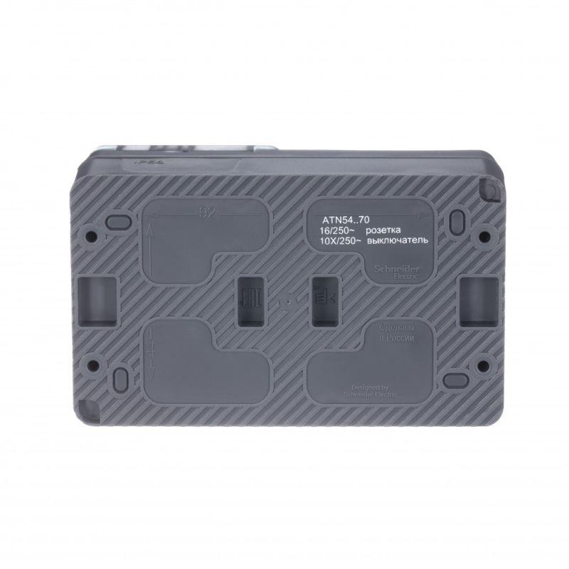 Блок ОП AtlasDesign PROFI IP54 (розетка 1-м 16А заземл. защ. шторки + 1-кл. выключатель 10А) антрацит SE ATN544070