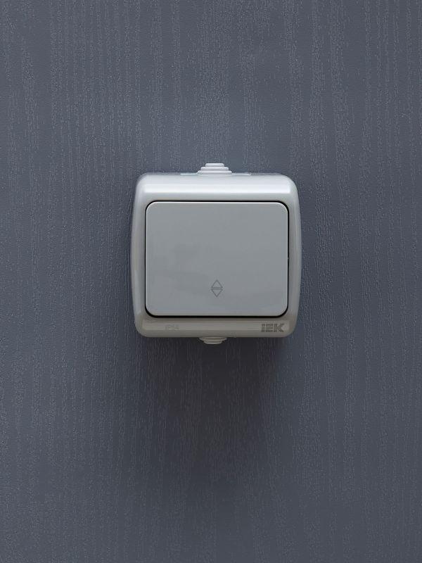 Переключатель проходной 1-кл. 1п ОП Aquatic 10А IP54 ВС-20-1-2-А сер. IEK EVA12-K03-10-54