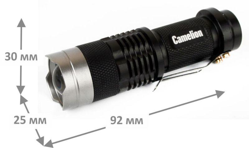 Фонарь LED5135 (LED XPE ZOOM 3 реж 1хLR6 алюм. блистер черн.) Camelion 12915