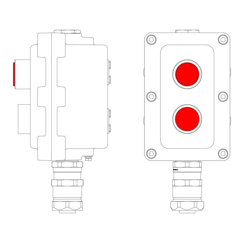 Пост управления взрывонепроницаемый из алюм. LCSD-02-B-MC-L1R(220)x1-P1R(11)x1-PCMB-KAEPM3MHK-26 DKC LCSD21000096