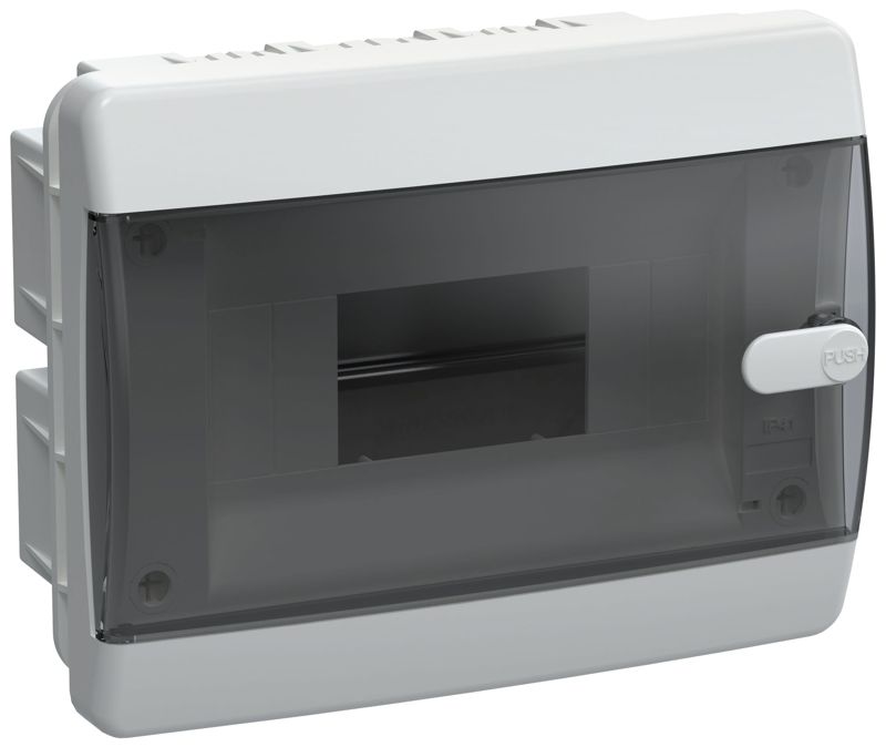 Корпус ЩРВ-П-8 UNION Compact IP41 черн. прозр. дверь пластик. IEK UIC-KP12-V-08-41-K01