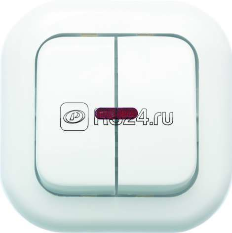 Выключатель 2-кл. СП Валентина 10А IP20 С56-175 с индикацией бел. Кунцево 7649