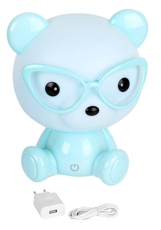 Светильник настольный KD-890 C13 LED 3Вт диммир. мишка в очках голуб. Camelion 13890