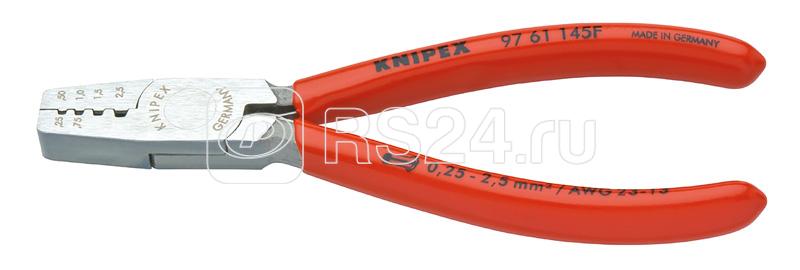 Пресс-клещи для обжима контактных гильз раскрывающая пружина L-145мм обливные рукоятки Knipex KN-9761145F