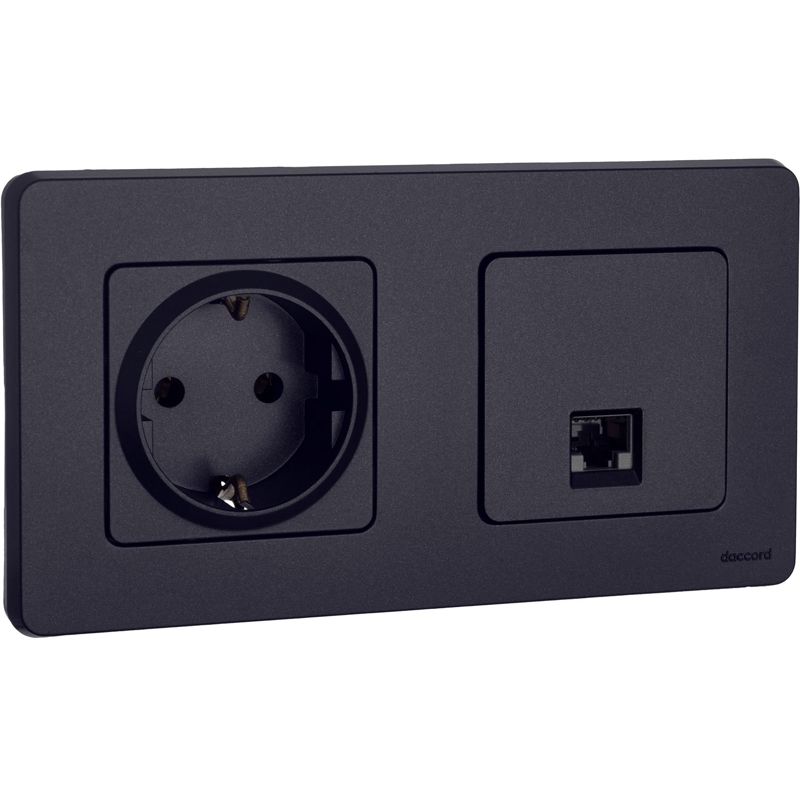 Розетка компьютерная Inspiria RJ45 кат.5E UTP антрацит IEK 673828