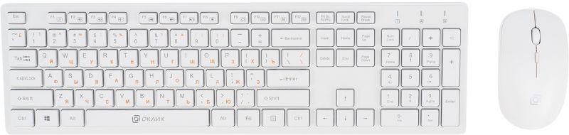 Комплект клавиатура+мышь Оклик 240M клавиатура бел. мышь бел. USB беспроводная slim Multimedia 240MWHITE ОКЛИК 1091258