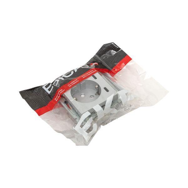 Розетка СП Эпика 16А с 2 USB-C с заземл. защ. шторки механизм алюм. EKF UP1-SOA-111-2USBC