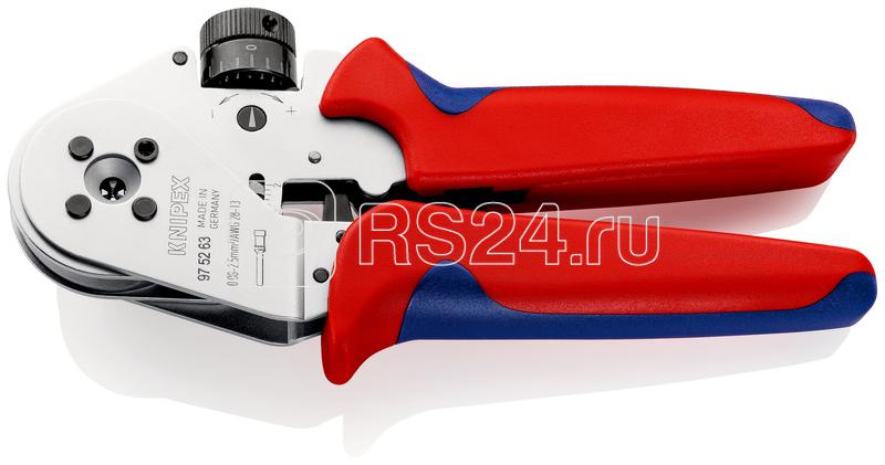 Пресс-клещи для тетрагональной опрессовки точеные контакты 0.08-44318кв.мм (AWG 28-13) контакт Knipex KN-975263