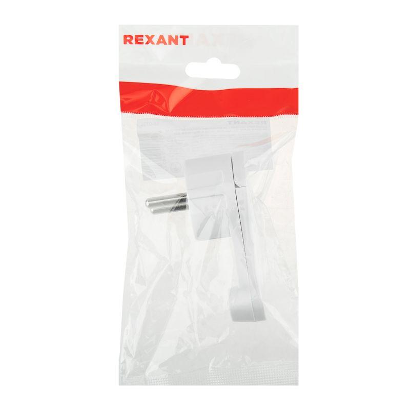 Вилка Евро угловая 16А с заземл. плоская за шкаф бел. Rexant 16-0734