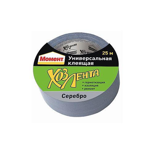 Лента клейкая "Хозлента Момент" 25м серебр. Момент C0044875