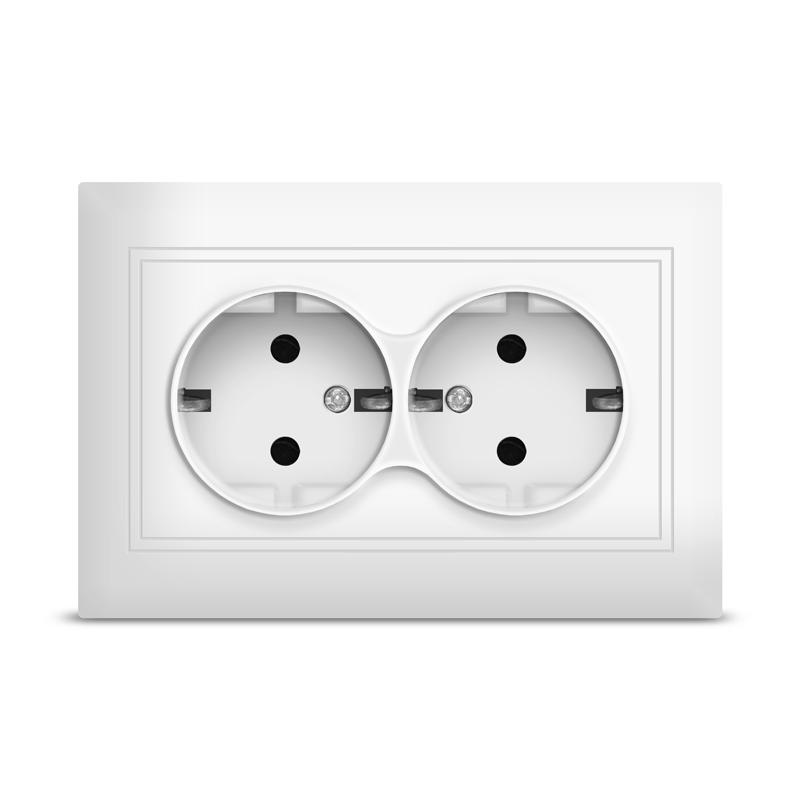 Розетка 2-м СП Севиль 16А IP20 с заземл. бел. UNIVersal С0128