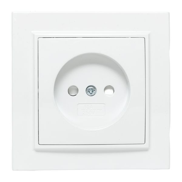 Розетка 1-м СП Минск 10А IP20 без заземл. защ. шторки бел. Basic EKF ERR10-022-100