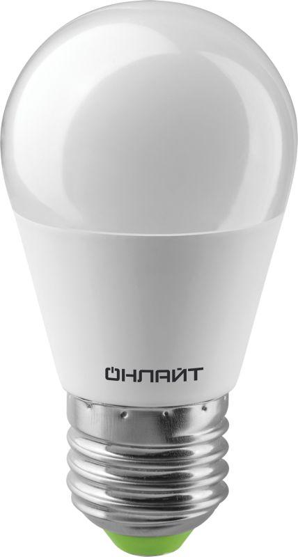 Лампа светодиодная 71 627 OLL-G45-8-230-4K-E27 8Вт шар 4000К нейтр. бел. E27 800лм 176-264В ОНЛАЙТ 71627