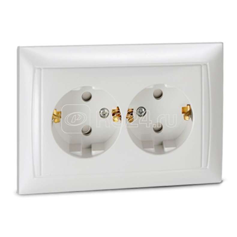 Розетка 2-м VALENZO защ. шторки с заземл. 6128x бел. ASD / IN HOME 4690612006406