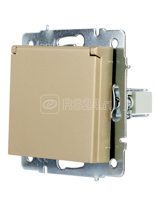 Розетка с заземл. VESNA с крышкой ПБТ зол. LEZARD 742-3688-123B