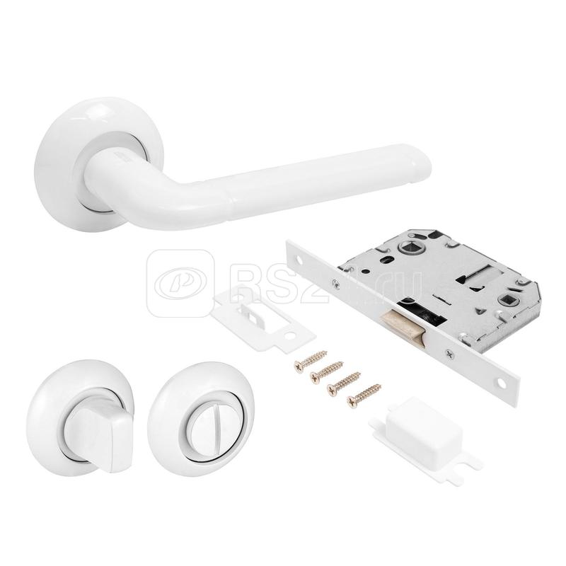 Комплект ручка и защелка с фикс. АРТ "ПОЛО" W+L7050S W+BK-R1 W(15110/S7050) матов. бел. Аллюр 14 670