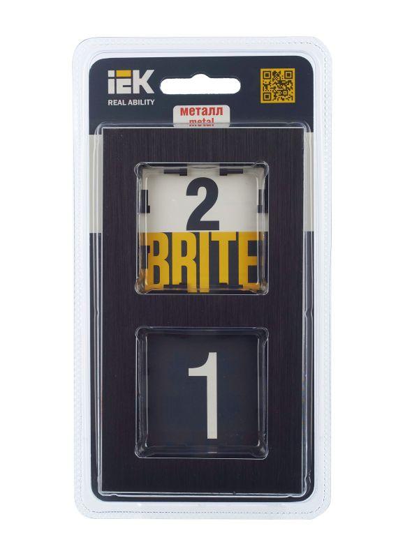 Рамка 2-м BRITE РУ-2-1-БрЧ металл черн. IEK BR-M22-M-K02