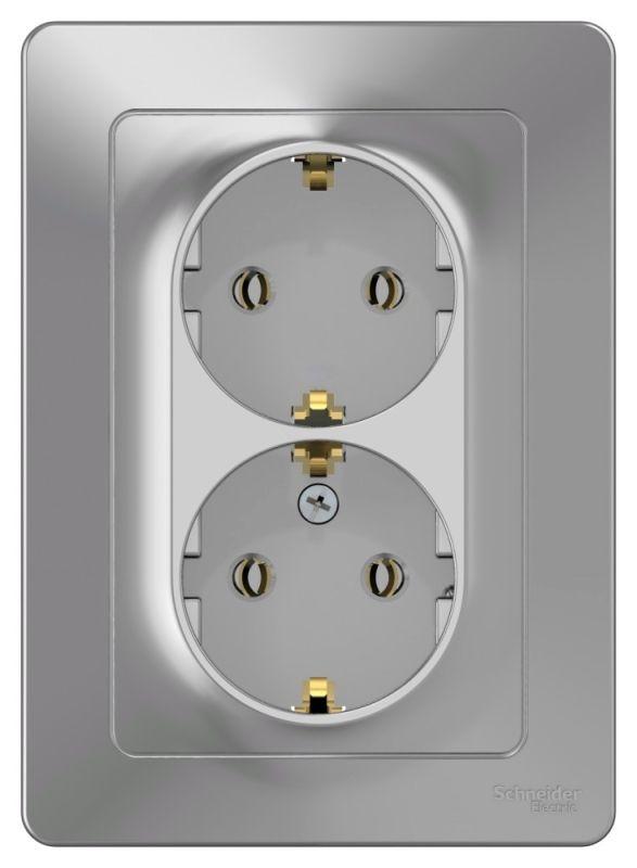 Розетка 2-м СП Blanca 16А IP20 250В с заземл. без защ. шторок алюм. SE BLNRS001023