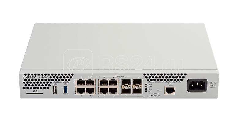 Маршрутизатор сервисный 4х 10/100/1000BASE-T 4x Combo 10/100/1000BASE-T/1000BASE-X SFP 1x USB 2.0 1x USB3.0 1 слот для SD-карт 4Gb RAM 1Gb Flash 220В AC ELTEX ESR-200