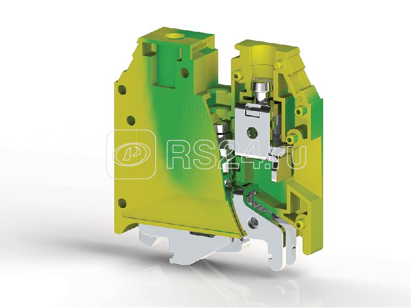 Клеммник на DIN-рейку (MR32/ MR35) 16кв.мм (земля) AVK 16T RD Klemsan 334200