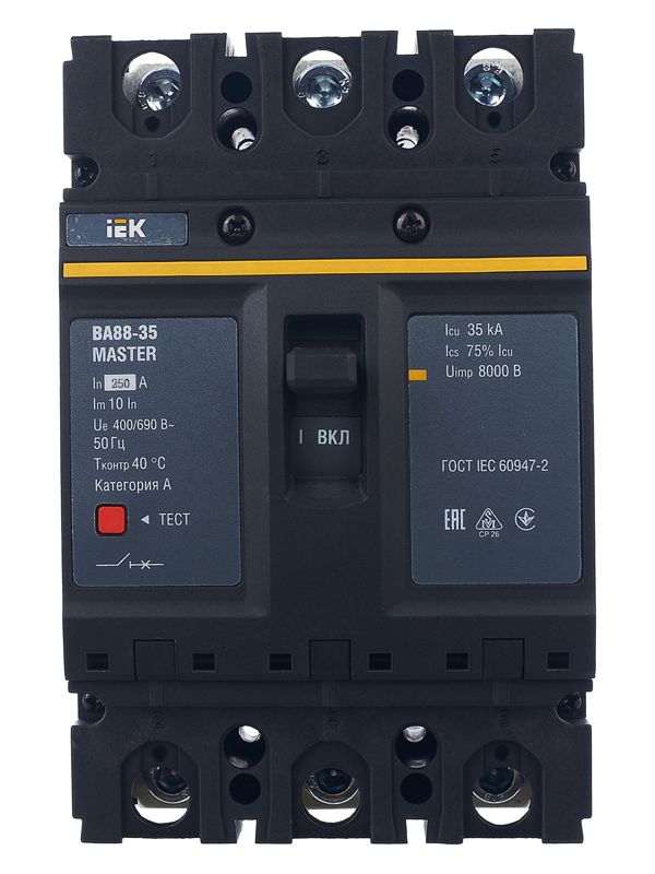 Выключатель автоматический 3п 250А 35кА ВА88-35 MASTER IEK SVA30-3-0250-02