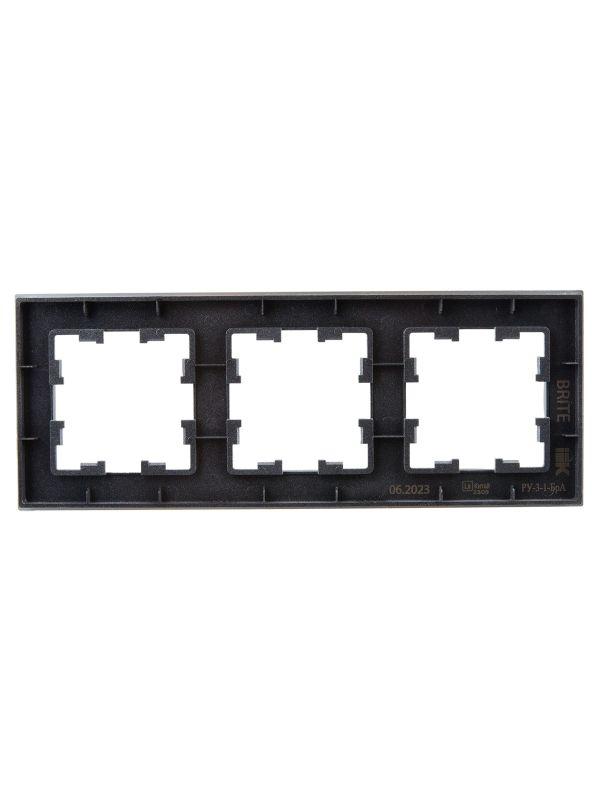 Рамка 3-м BRITE РУ-3-1-БрА металл алюм. IEK BR-M32-M-K47