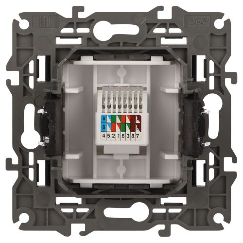 Розетка компьютерная 1-м Elegance 14-3107-05 RJ45 IP20 механизм антрацит Эра Б0034306