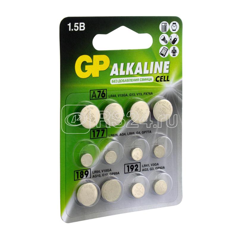 Набор алкалиновых элементов питания LR44 - 4шт; LR66 - 4шт; LR54 - 2шт; LR41 - 2шт (блист.12шт) GP 13805