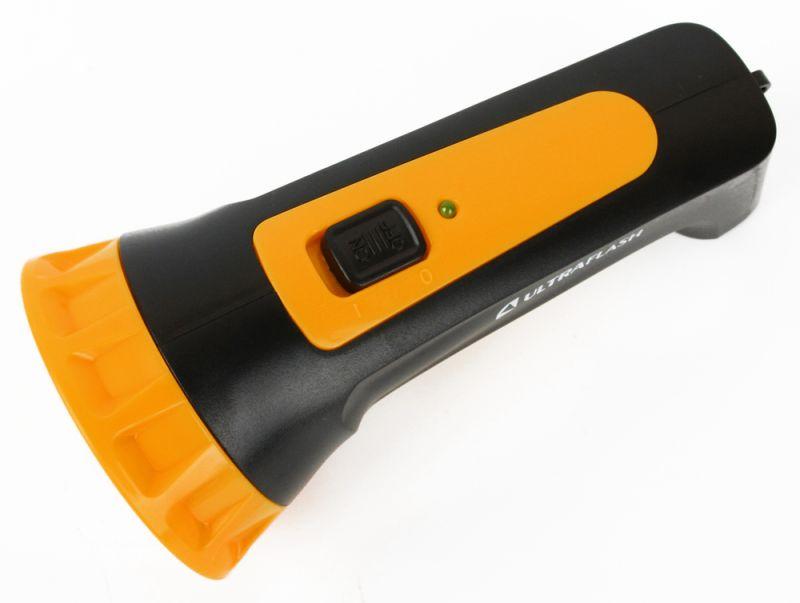 Фонарь аккумуляторный LED3804M 4LED аккум. SLA 220В пластик. черн./желт. (кор.) Ultraflash 12867