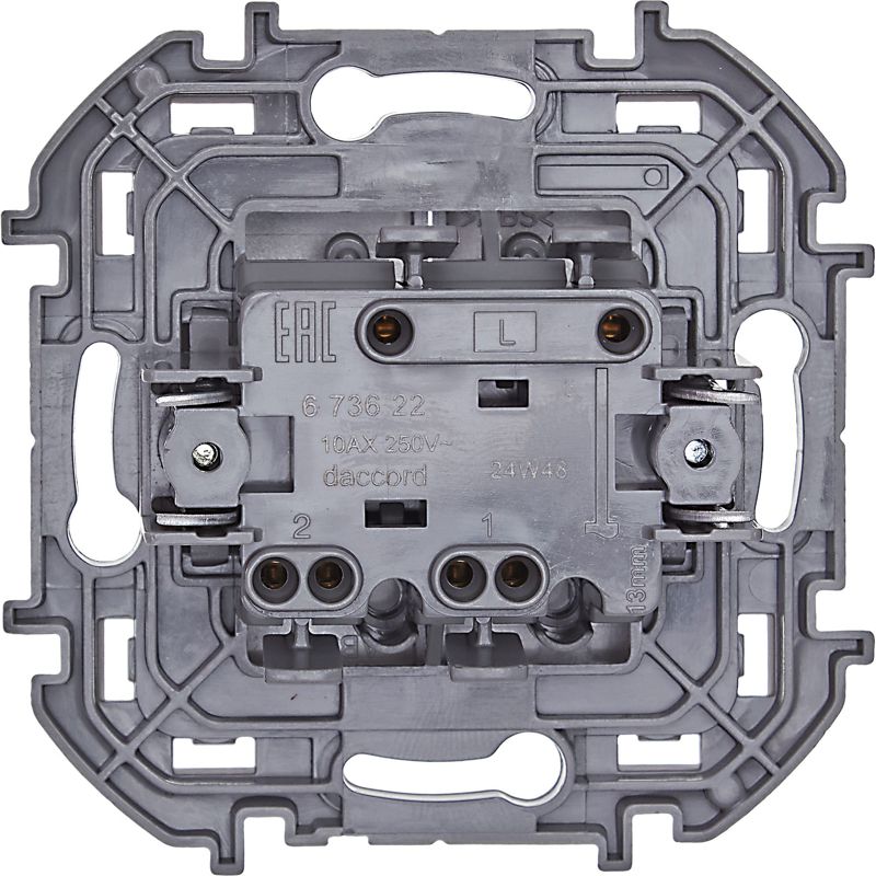 Выключатель 2-кл. Inspiria 10А IP20 250В 10AX механизм алюм. IEK 673622