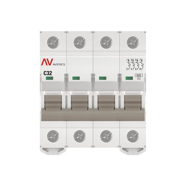 Выключатель автоматический модульный 4п C 32А 6кА AV-6 AVERES EKF mcb6-4-32C-av