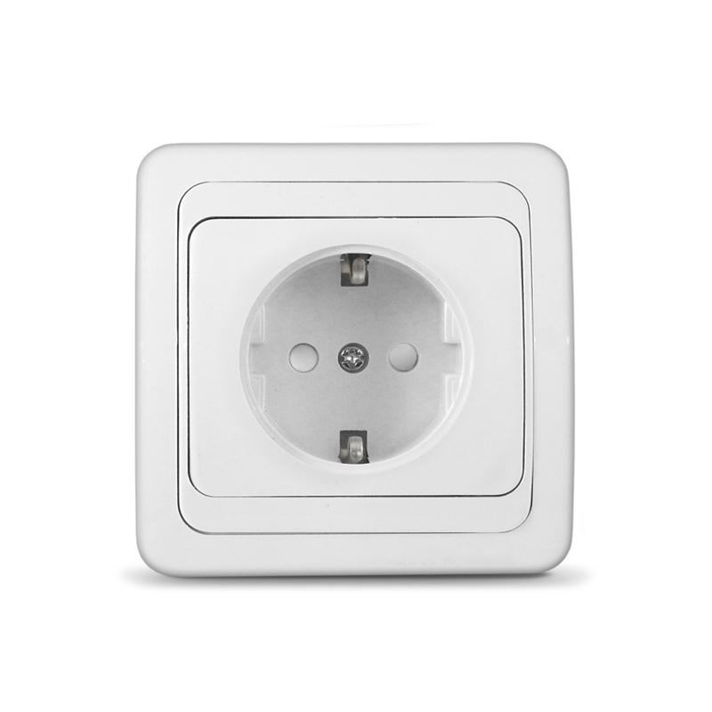 Розетка 1-м СП Валери 16А IP20 с заземл. защ. шторки бел. UNIVersal В0028х