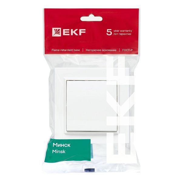 Выключатель 1-кл. СП Минск 10А IP20 бел. Basic EKF ERV10-021-10