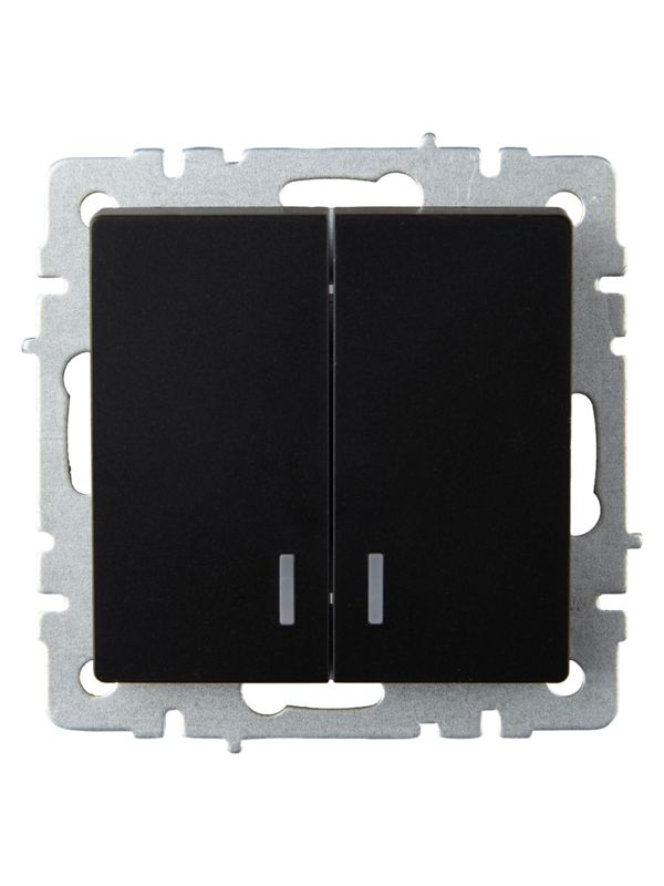 Выключатель 2-кл. СП BRITE ВС10-2-1-БрЧ 10А с индик. механизм черн. IEK BR-V20-1-10-K02