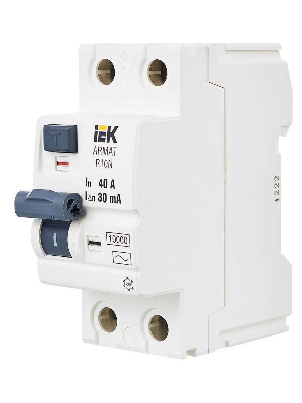 Выключатель дифференциального тока (УЗО) 2п 40А 30мА тип AC ВДТ R10N ARMAT IEK AR-R10N-2-040C030