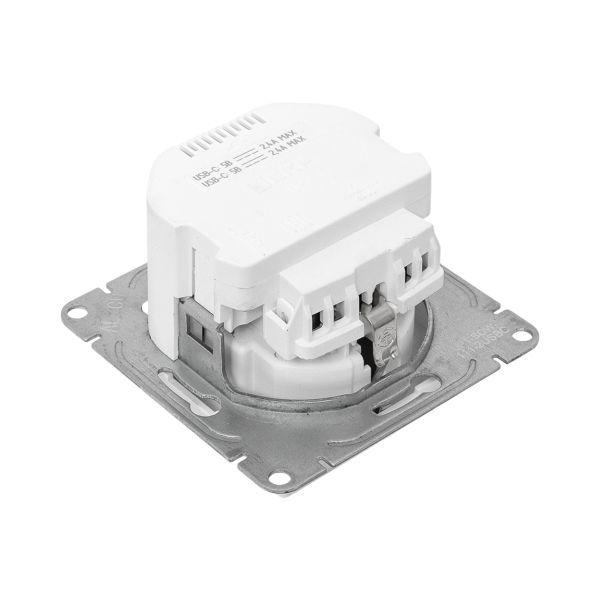 Розетка СП Эпика 16А с 2 USB-C с заземл. защ. шторки механизм бел. EKF UP1-SOW-111-2USBC