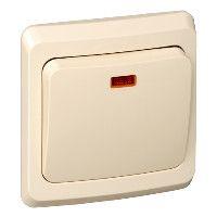 Выключатель кнопочный 1-кл. СП Этюд 10А IP20 с подсветкой с самовозвратом крем. SE KC10-002K