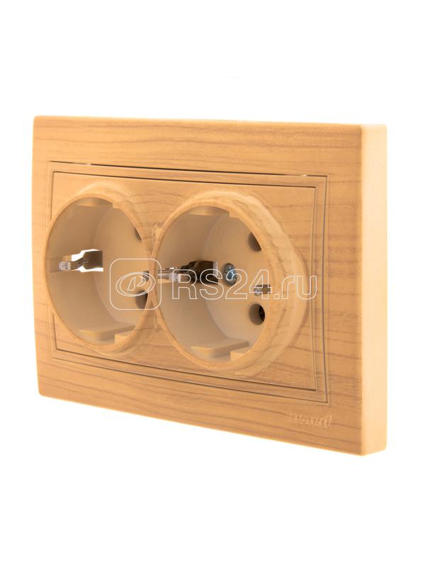 Розетка 2-м Mira с заземл. керамика ясень LEZARD 701-4747-127