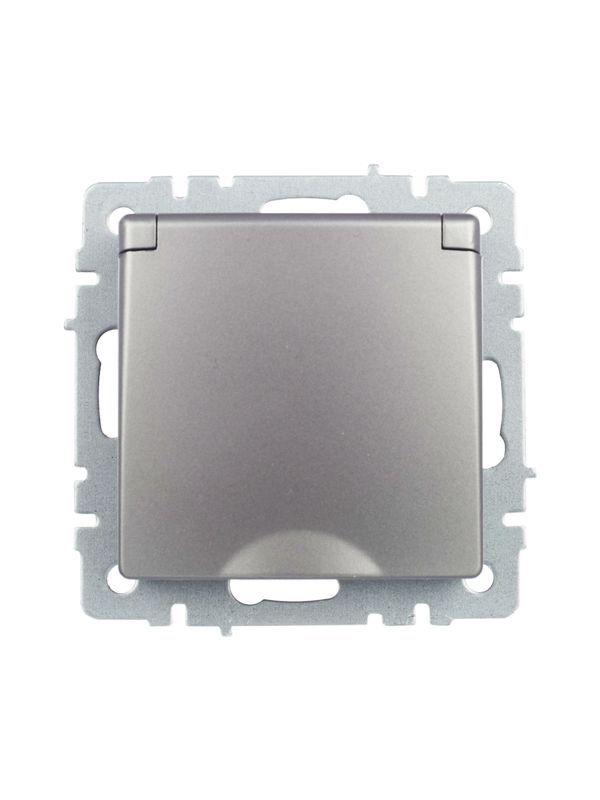 Розетка BRITE РСбш10-3-БрС 16А IP20 с заземл. защ. шторки с крышкой механизм сталь IEK BR-R16-16-K46