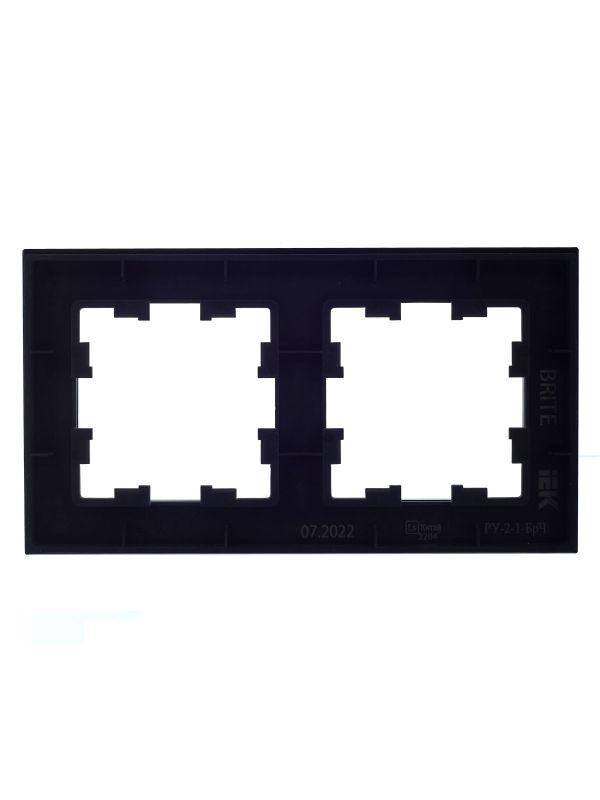 Рамка 2-м BRITE РУ-2-1-БрЧ металл черн. IEK BR-M22-M-K02