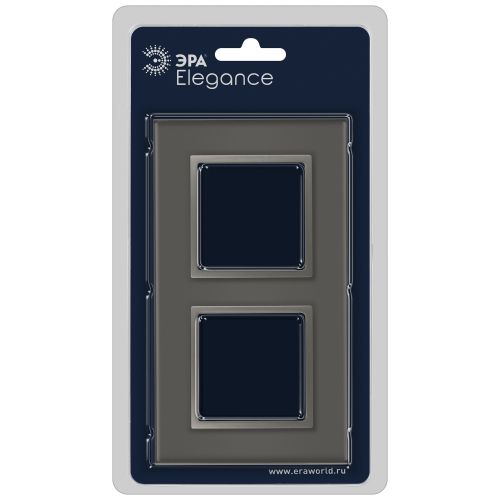 Рамка 2-м Elegance 14-5102-16 для розеток и выключателей стекло титан Эра Б0065835