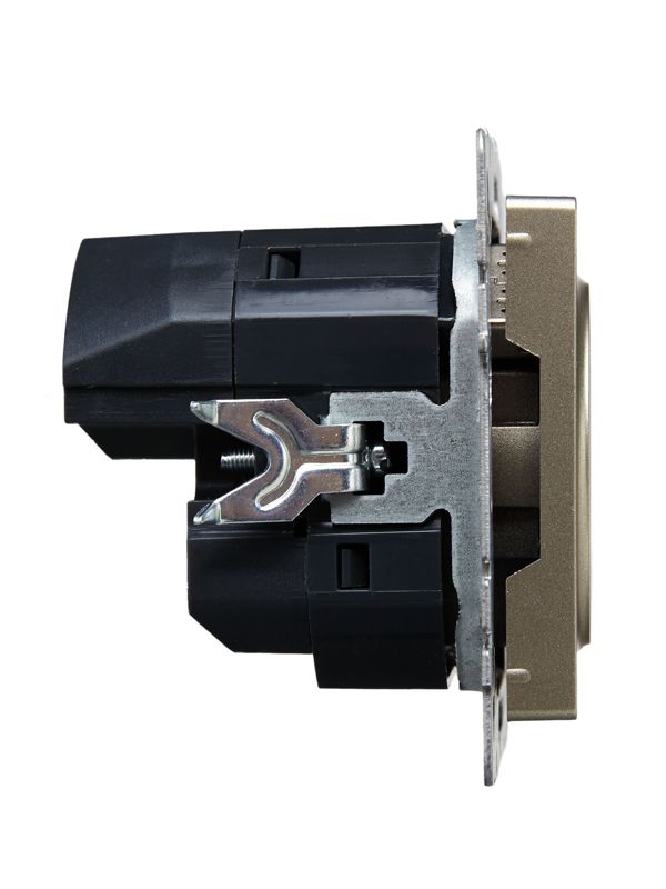 Розетка BRITE РЮш11-1-БрШ 16А с USB A+C 18Вт с заземл. защ. шторки механизм шампань IEK BR-R14-16-U22-018-K37