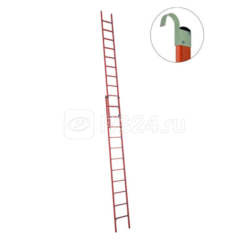 Лестница приставная диэлектрическая ЛСПРД-7.0 Евро Крюки раздвижная стеклопластик. Антиток Д471578